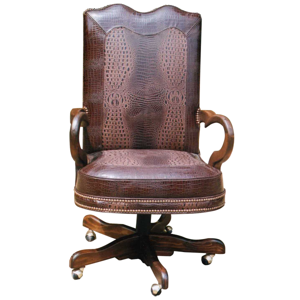 Spanish Crocodile Skin Office Chair Kurczyn Spanish Colonial